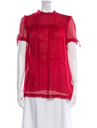 Pre-owned Miu Miu 2010's Mock Neck Blouse In Red