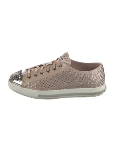 Pre-owned Miu Miu 2010's Patent Leather Sneakers In Neutral