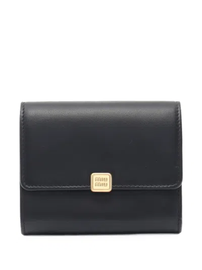 Pre-owned Miu Miu 2010 Softy Metal Trifold Wallet In Black