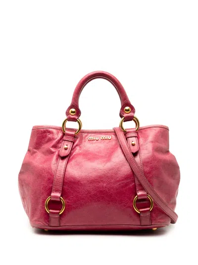 Pre-owned Miu Miu 2010 Vitello Lux Satchel In Pink