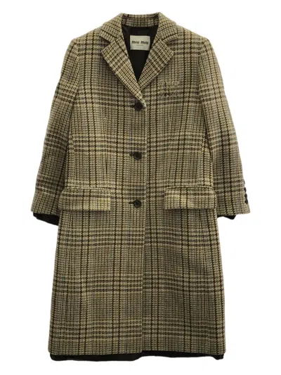 Pre-owned Miu Miu 2010 Wool Plaid Coat In Brown