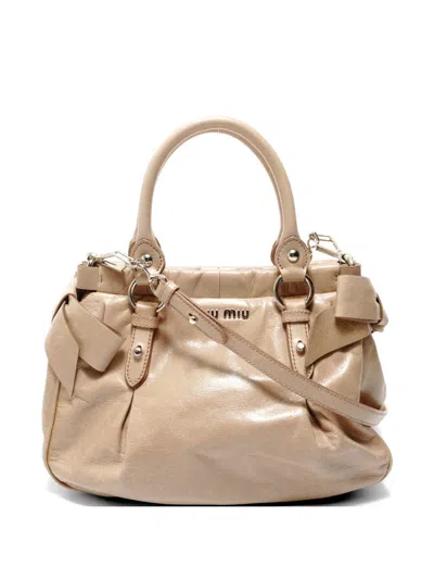 Pre-owned Miu Miu 2010-2015 Vitello Lux Tote Bag In Neutral