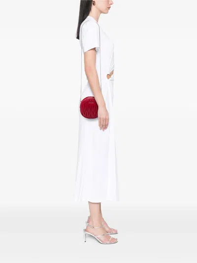 Pre-owned Miu Miu 2010-2016 Matelasse Nappa Round Crossbody Bag In Red