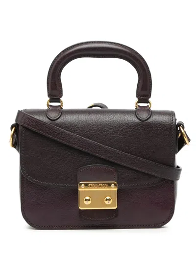Pre-owned Miu Miu 2010-2025 Bicolor Goatskin Madras Top Handle Satchel In Purple
