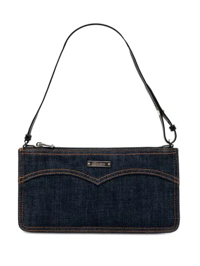 Pre-owned Miu Miu 2010-2025 Denim Shoulder Bag In Blue