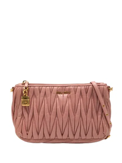 Pre-owned Miu Miu 2010-2025 Nappa Matelasse Lux Charm Shoulder Bag In Pink