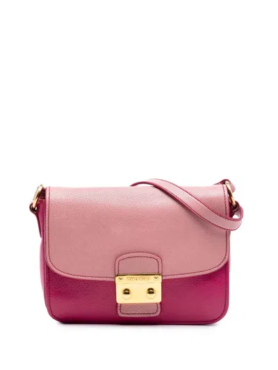 Pre-owned Miu Miu 2010-2026 Bicolor Goatskin Madras Crossbody Bag In Pink