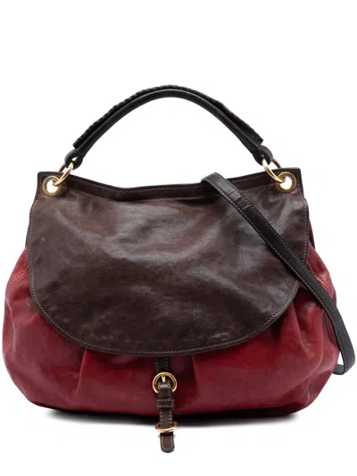 Pre-owned Miu Miu 2010-2026 Bicolor Nappa Aviator Top Handle Bag Satchel In Red