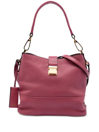 Pre-owned Miu Miu 2010-2026 Goatskin Madras Convertible Hobo Satchel In Pink