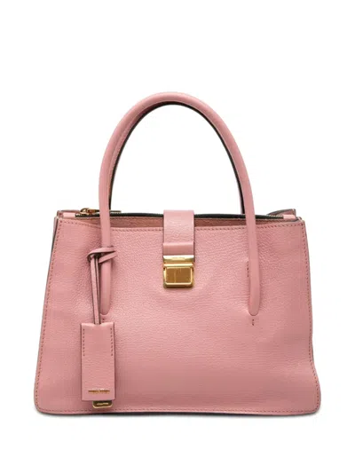 Pre-owned Miu Miu 2010-2026 Goatskin Madras Handbag In Pink