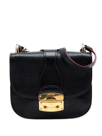 Pre-owned Miu Miu 2010-2026 Goatskin Madras Satchel In Black