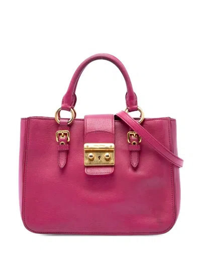 Pre-owned Miu Miu 2010-2026 Goatskin Madras Satchel In Pink