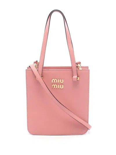 Pre-owned Miu Miu 2010-2026 Goatskin Madras Satchel In Pink