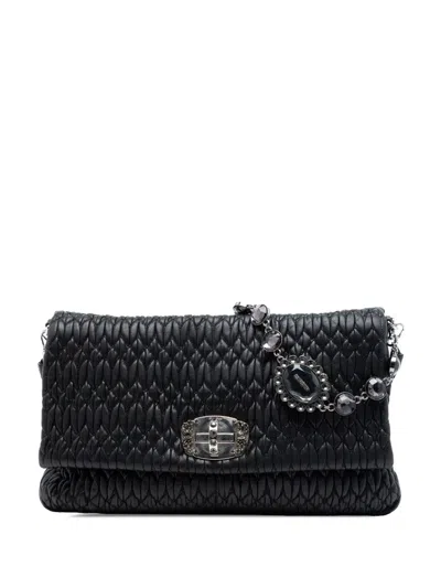Pre-owned Miu Miu 2010-2026 Large Matelasse Nappa Crystal Satchel In Black