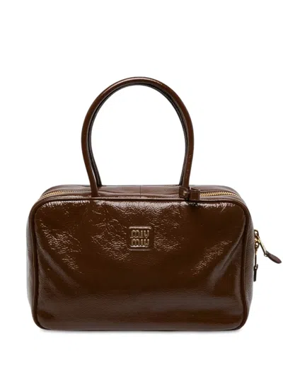 Miu Miu 2010-2026 Large Naplak Tote Bag In Brown