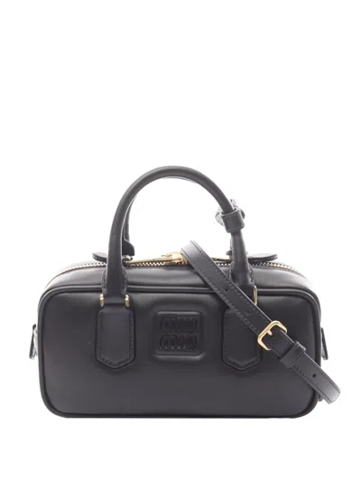 Pre-owned Miu Miu 2010-2026 Leather Arcadie Satchel In Black