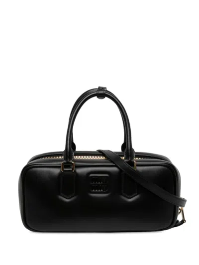 Pre-owned Miu Miu 2010-2026 Leather Arcadie Satchel In Black