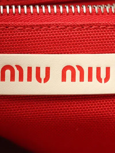 Pre-owned Miu Miu 2010-2026 Leather Bicolor Basket Weave Satchel In Red
