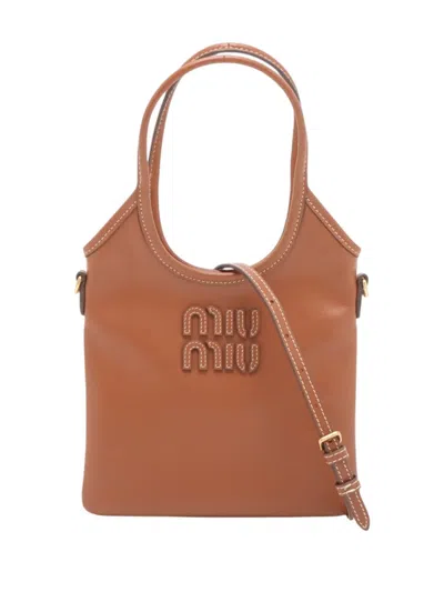Pre-owned Miu Miu 2010-2026 Leather Ivy Satchel In Brown