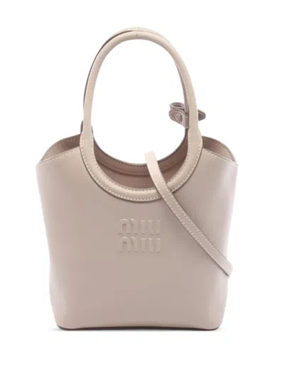 Pre-owned Miu Miu 2010-2026 Leather Ivy Satchel In Grey