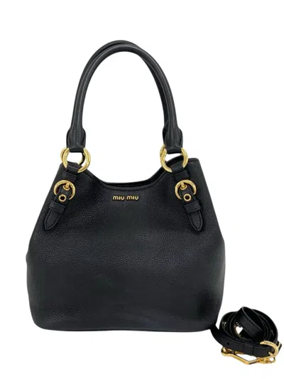 Pre-owned Miu Miu 2010-2026 Leather Satchel In Black