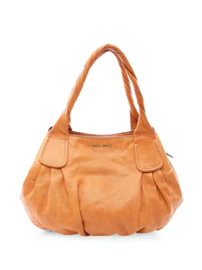 Pre-owned Miu Miu 2010-2026 Leather Shoulder Bag In Brown