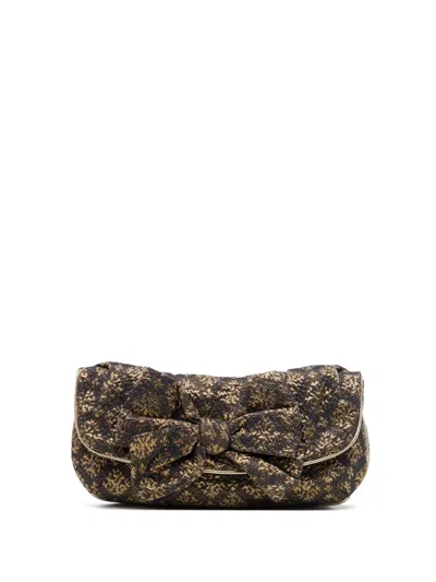 Pre-owned Miu Miu 2010-2026 Lurex Bow Clutch Bag In Gold