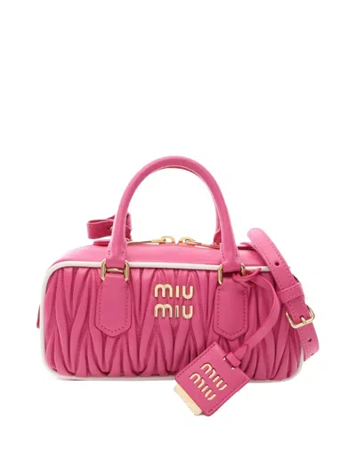 Pre-owned Miu Miu 2010-2026 Matelasse Arcadie Satchel In Pink