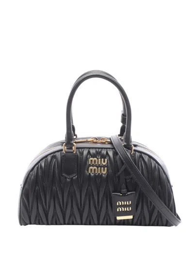 Pre-owned Miu Miu 2010-2026 Matelasse Nappa Arcadie Satchel In Black