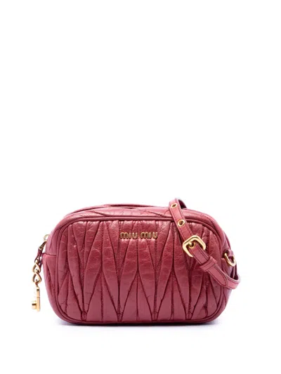 Pre-owned Miu Miu 2010-2026 Matelasse Nappa Camera Bag Crossbody Bag In Red