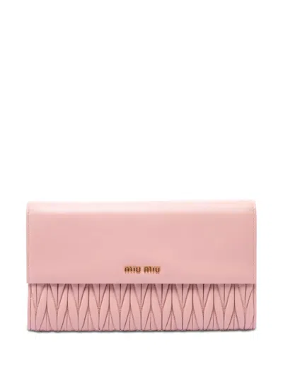 Pre-owned Miu Miu 2010-2026 Matelasse Nappa Clutch Bag In Pink