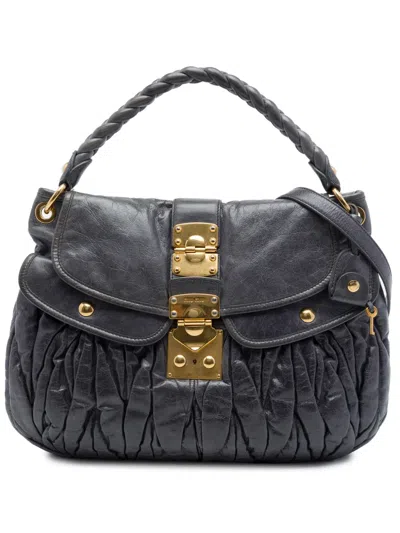 Pre-owned Miu Miu 2010-2026 Matelasse Nappa Coffer Satchel In Purple