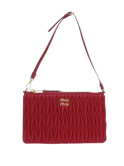 Pre-owned Miu Miu 2010-2026 Matelasse Nappa Convertible Shoulder Bag In Red