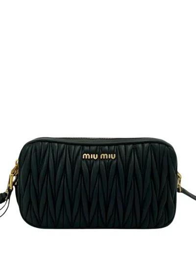 Pre-owned Miu Miu 2010-2026 Matelasse Nappa Crossbody Bag In Black