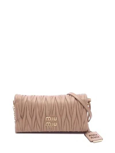 Pre-owned Miu Miu 2010-2026 Matelasse Nappa Crossbody Bag In Neutrals