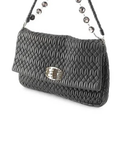 Pre-owned Miu Miu 2010-2026 Matelasse Nappa Crystal Chain Satchel In Black
