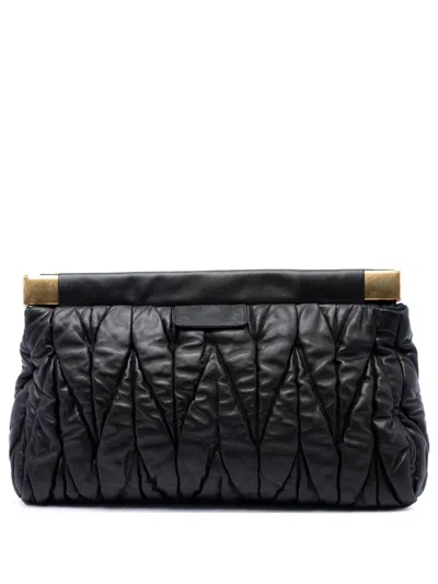 Pre-owned Miu Miu 2010-2026 Matelasse Nappa Frame Clutch Bag In Black