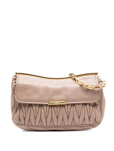 Pre-owned Miu Miu 2010-2026 Matelasse Nappa Frame Shoulder Bag In Brown