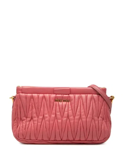 Pre-owned Miu Miu 2010-2026 Matelasse Nappa Frame Shoulder Bag In Pink