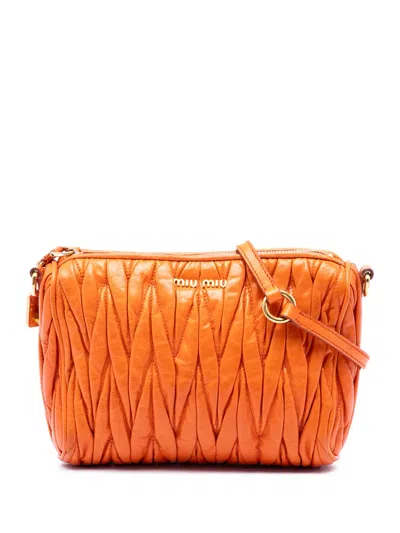 Pre-owned Miu Miu 2010-2026 Matelasse Nappa Lux Charm Shoulder Bag In Orange