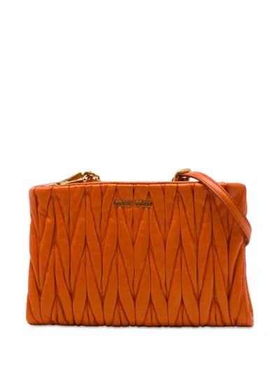 Pre-owned Miu Miu 2010-2026 Matelasse Nappa Lux Charm Shoulder Bag In Orange