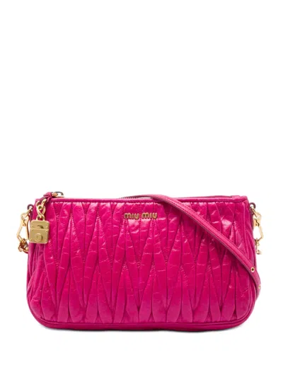 Pre-owned Miu Miu 2010-2026 Matelasse Nappa Lux Charm Shoulder Bag In Pink