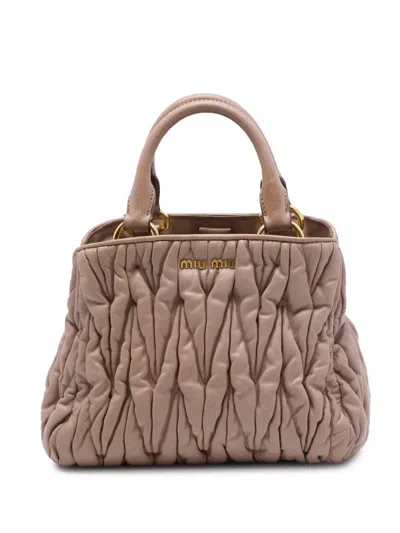 Pre-owned Miu Miu 2010-2026 Matelasse Nappa Satchel In Brown