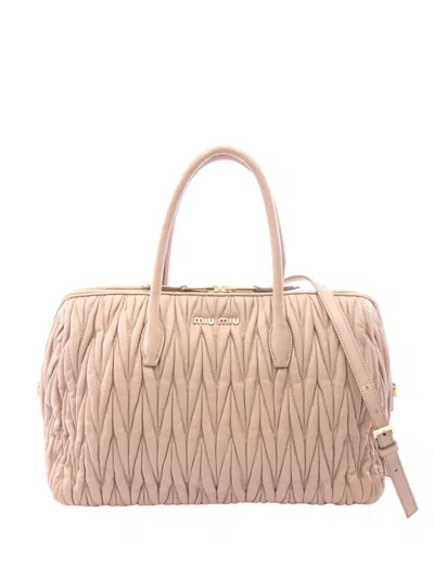 Pre-owned Miu Miu 2010-2026 Matelasse Nappa Satchel In Neutrals