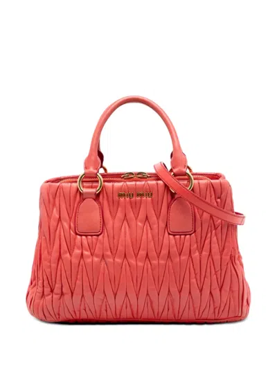 Pre-owned Miu Miu 2010-2026 Matelasse Nappa Satchel In Orange