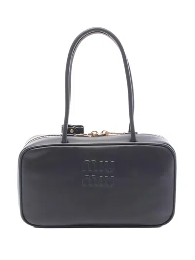 Pre-owned Miu Miu 2010-2026 Medium Leather Bow Shoulder Bag In Black