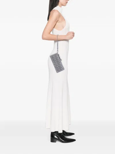 Pre-owned Miu Miu 2010-2026 Metallic Matelasse Nappa Wristlet Clutch Bag In Silver