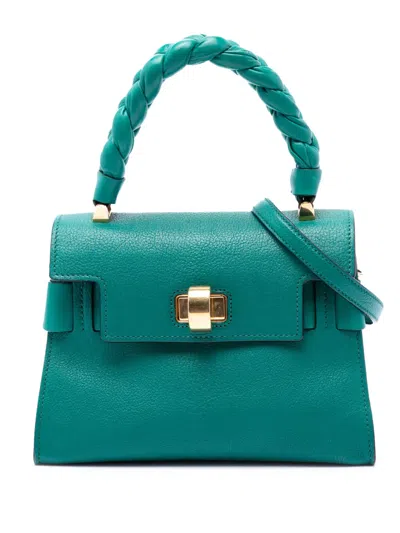 Pre-owned Miu Miu 2010-2026 Mini Goatskin Madras Click Top Handle Bag Satchel In Blue