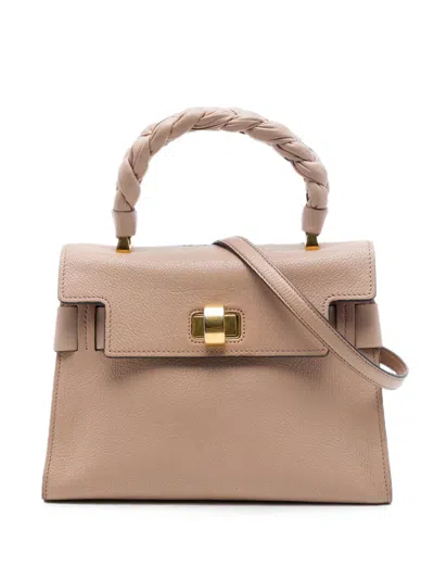 Pre-owned Miu Miu 2010-2026 Mini Goatskin Madras Click Top Handle Bag Satchel In Brown