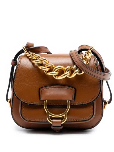Pre-owned Miu Miu 2010-2026 Mini Goatskin Madras Dahlia Satchel In Brown